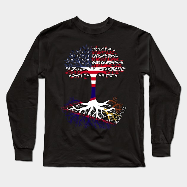 American Grown American Samoa Roots American Samoa Flag Long Sleeve T-Shirt by BramCrye